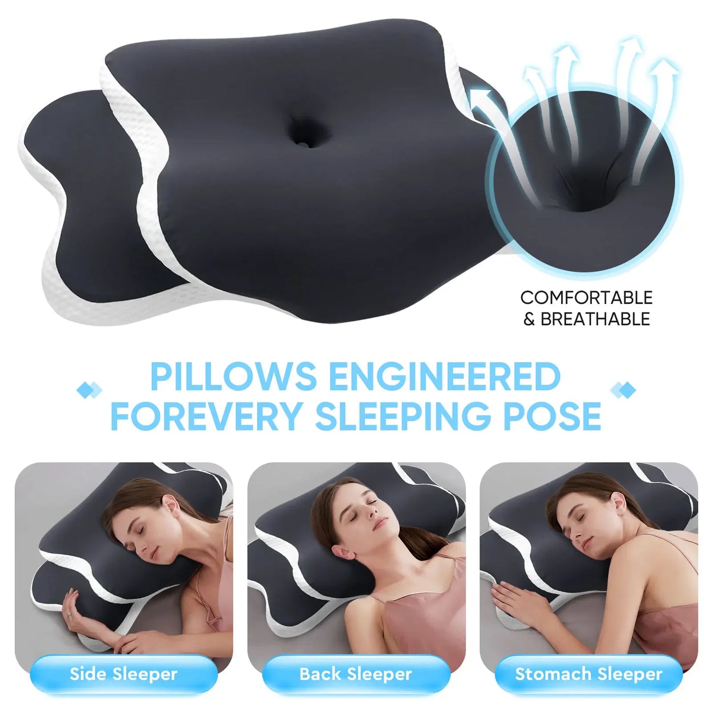 Loreoo Relax Kissen – Ergonomisches Orthopädisches Nackenkissen für besseren Schlaf