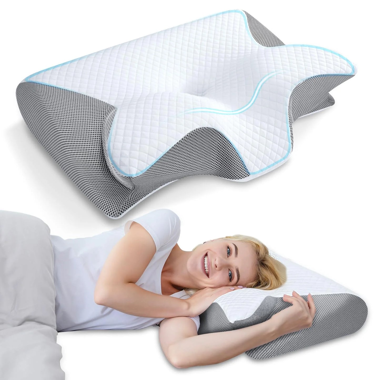 Loreoo Relax Kissen – Ergonomisches Orthopädisches Nackenkissen für besseren Schlaf